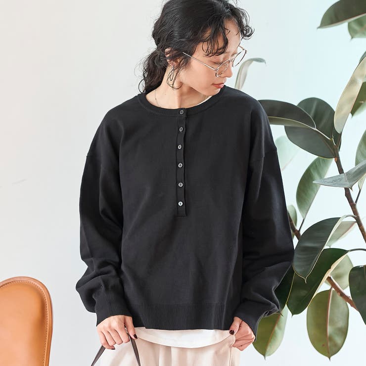 BLACK | 【新色登場 セットアイテム】2wayヘンリーネックニットセット（WEB限定カラー… | coen【women】
