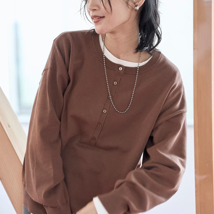 MD.BROWN | 【新色登場 セットアイテム】2wayヘンリーネックニットセット（WEB限定カラー… | coen【women】