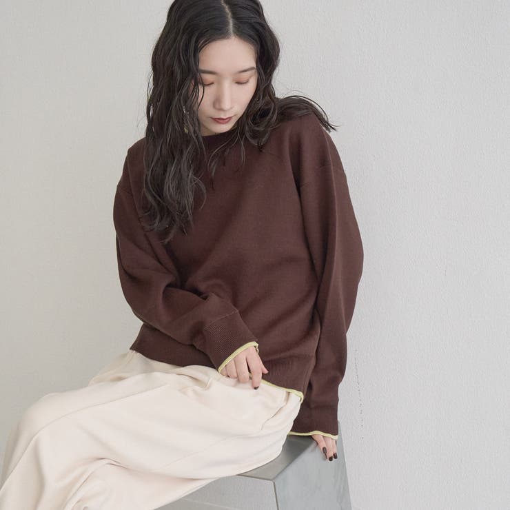 DK.BROWN | 配色デザイン レイヤード風スウェットライクニット【Youtube紹介アイテム】 | coen【women】