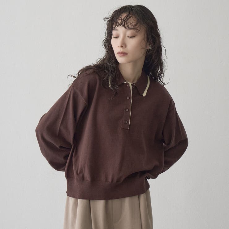 配色デザイン 襟付きポロニット | coen【women】 | 詳細画像16 