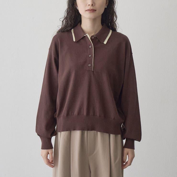 配色デザイン 襟付きポロニット | coen【women】 | 詳細画像24 