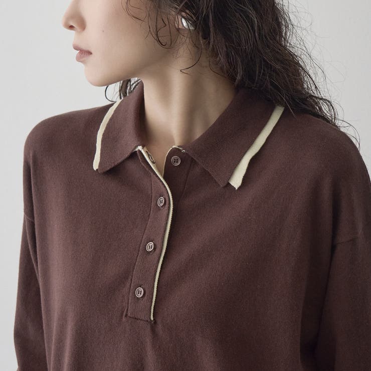 配色デザイン 襟付きポロニット | coen【women】 | 詳細画像27 
