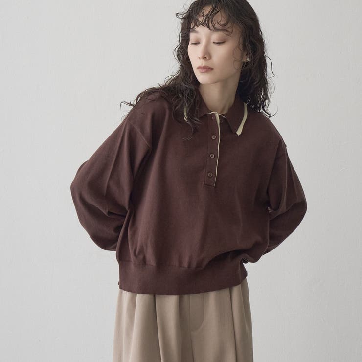 MD.BROWN | 配色デザイン 襟付きポロニット | coen【women】