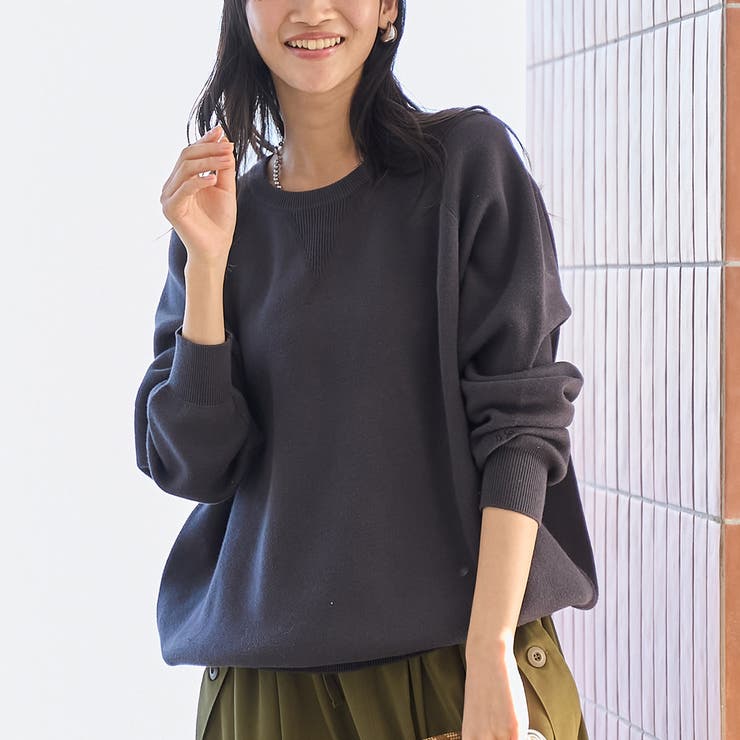 DK.GRAY | 【色で遊ぶハイゲージゆるニット 6色展開 推しカラー】スウェットライクニットプル… | coen【women】