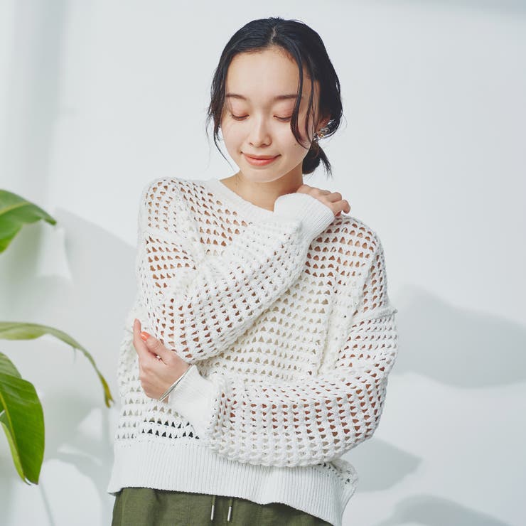 透かし編み柄サマーニットプルオーバー | coen【women】 | 詳細画像2 