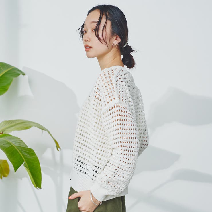 透かし編み柄サマーニットプルオーバー | coen【women】 | 詳細画像3 