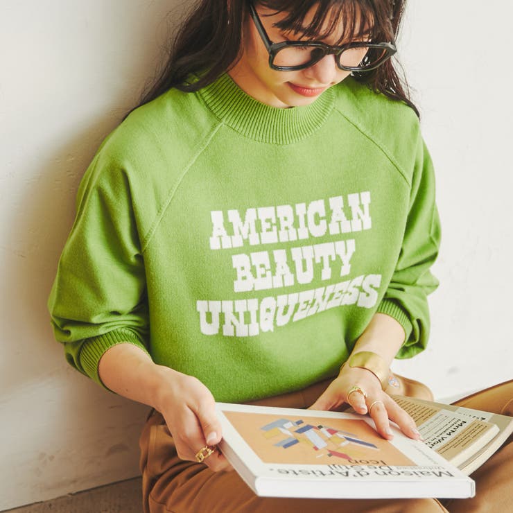 もちふわロゴジャカードラグランニット[品番：COEW0003433]｜coen  