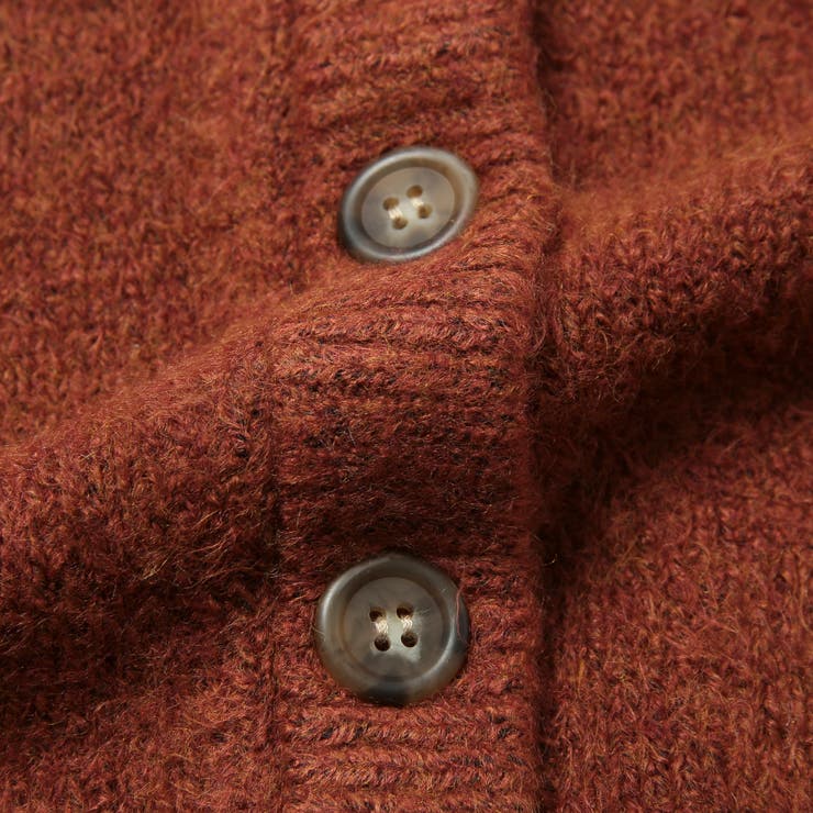 クロエ ニットカーディガン こげ茶 ブラウン ウール系 M-L程度 B3619 コウベレタス KOBE LETTUCE シャギーニットロングカーディガン [C6479