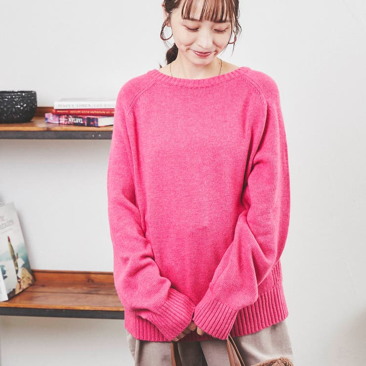 PINK | ［洗える］ラムウールブレンドエポーレットスリーブニットプルオーバー | coen【women】