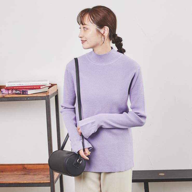 正規品 / RIB+COTTON KNIT PO / ハイネックリブニット ぽわん袖ハイネックリブニットトップス｜ニット - Fashion Letter