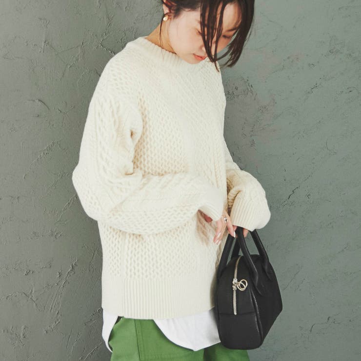 【セレクトショップ購入品】ホワイトニット 2021 AW オーバーサイズボリュームニット（ニット/セーター）｜select