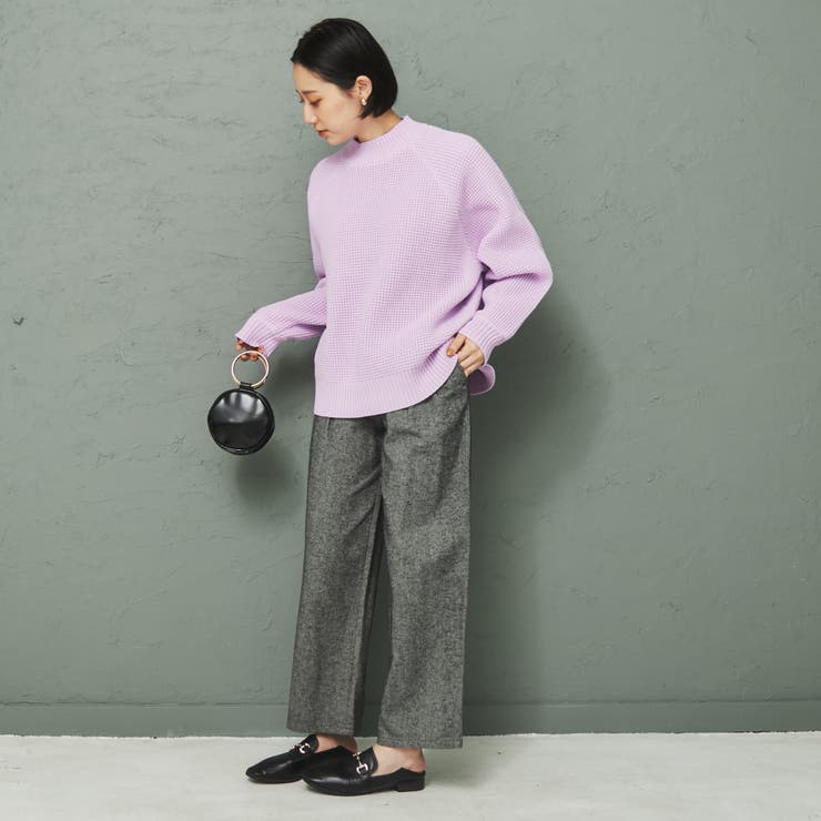 チョココロネ　Cニット ブラック セール】Cord stitch キーネックニット（ニット/セーター）｜Ezick