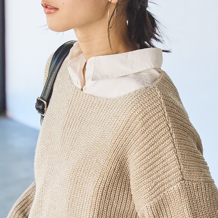 ローゲージ畦ラメボートネックニット | coen【women】 | 詳細画像14 