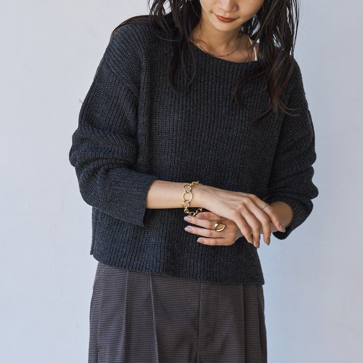 ローゲージ畦ラメボートネックニット | coen【women】 | 詳細画像2 