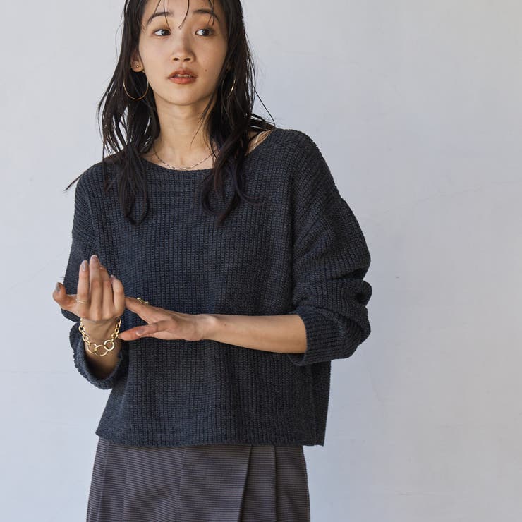 ローゲージ畦ラメボートネックニット | coen【women】 | 詳細画像3 