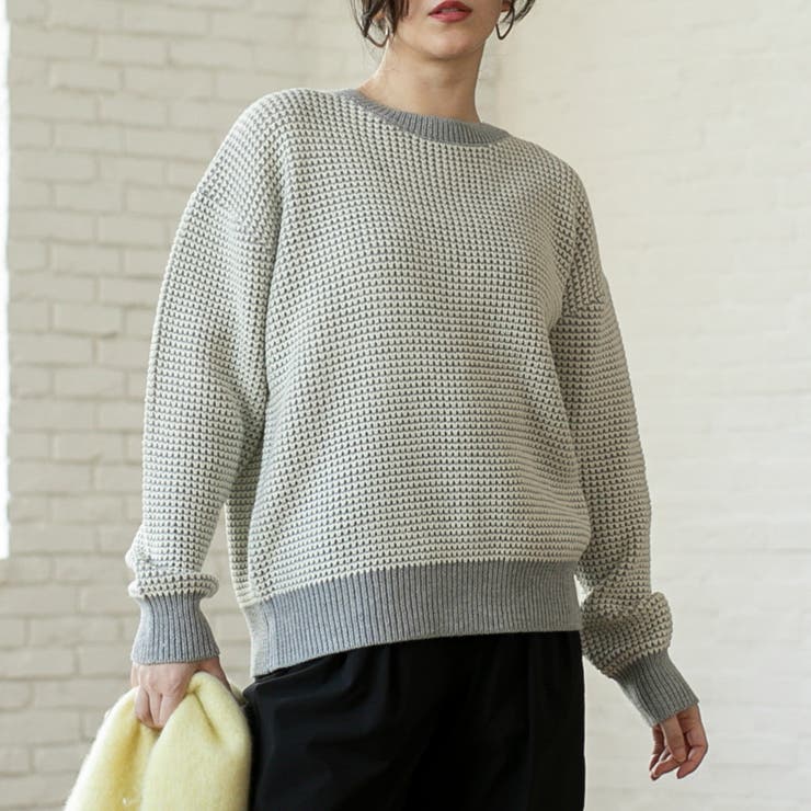 美品✨　ドゥロワー　3G編み込み フリンジ ニット ジャケット　コットン混　近年 配色ワッフル編みニット[品番：COEW0004913]｜coen【women】（コーエン