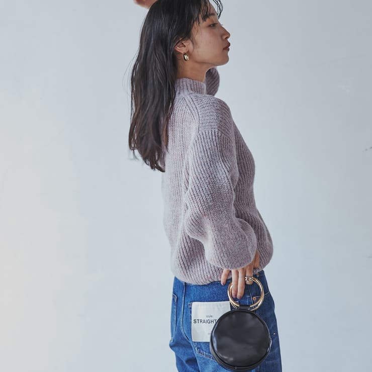 MIXラメハイネックアゼ編みニット（WEB限定カラー）[品番：COEW0004903