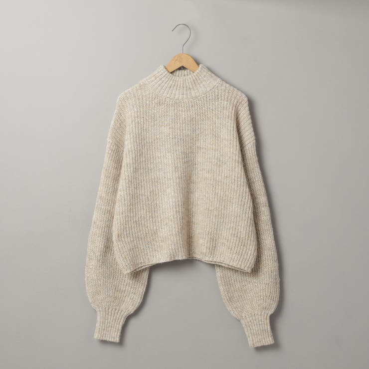 ルネ♡ Rene　 カメリア装飾付き　ハイネック　ニット36 MIXラメハイネックアゼ編みニット（WEB限定カラー）[品番：COEW0004903