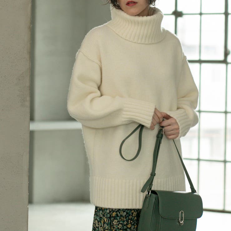 OFF WHITE | 【WEB限定】ミドルゲージタートルネックニット | coen【women】