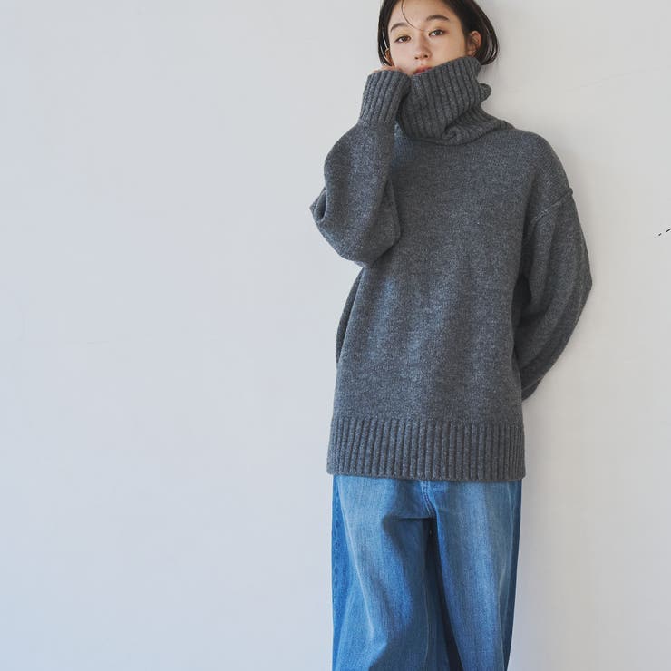 MD.GRAY | 【WEB限定】ミドルゲージタートルネックニット | coen【women】