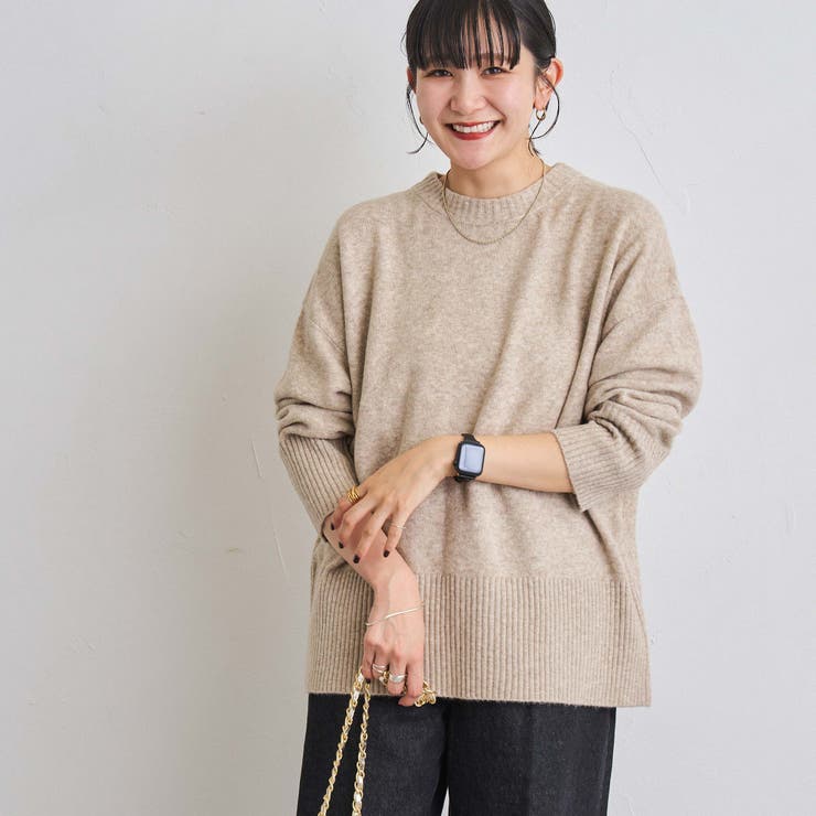 BEIGE】フラッフィーボートネックニット（WEB限定カラー）[品番