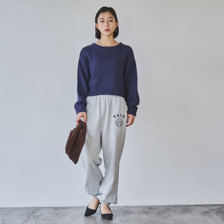 CLEL】Loose Floral Jacquard Shaggy Knit/ルーズ花柄ジャガード