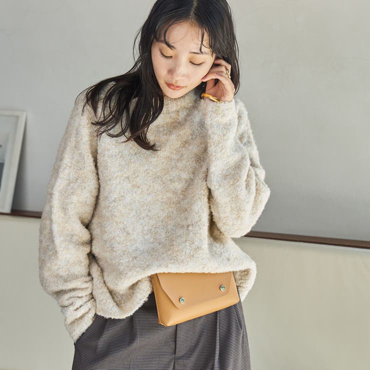 未使用　MACPHEE コットン　ジャガード　ボートネックニット　ブルー ボートネックブークレーニット