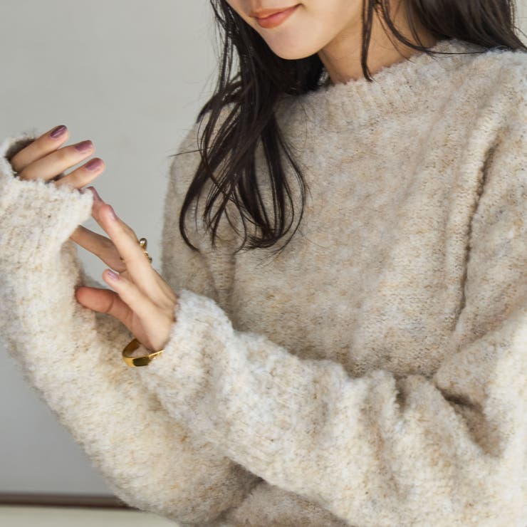 未使用　MACPHEE コットン　ジャガード　ボートネックニット　ブルー フラッフィーボートネックニット（WEB限定カラー）
