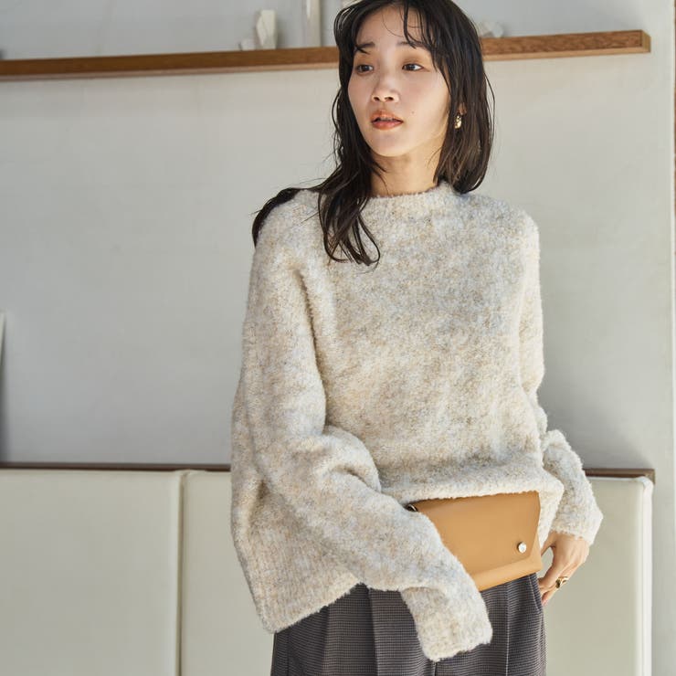 オフホワイト】ブークレーリブニットワンピース （クラシカルエルフ  