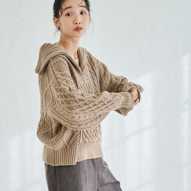 ケーブルハーフジップニット | coen【women】 | 詳細画像5 