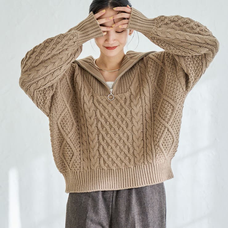 MD.BROWN | ケーブルハーフジップニット | coen【women】