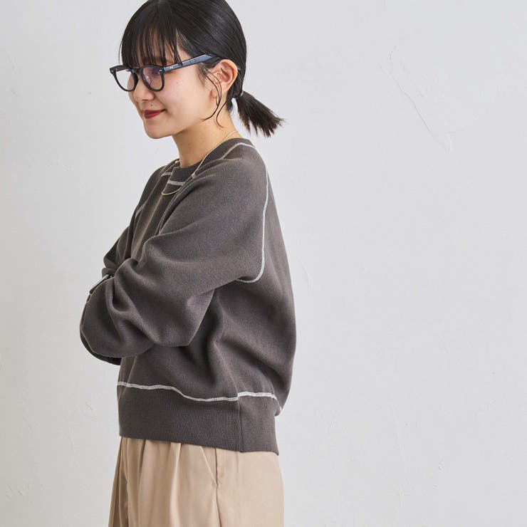 配色ステッチスウェットライクニット | coen【women】 | 詳細画像12 
