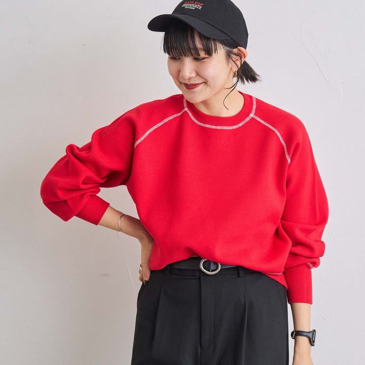 配色ステッチスウェットライクニット | coen【women】 | 詳細画像18 