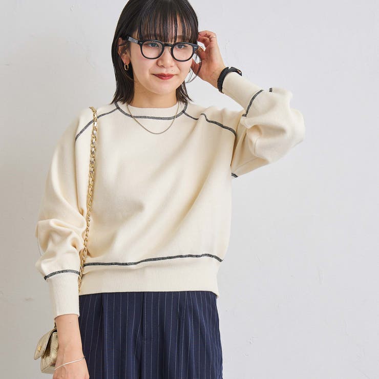 配色ステッチスウェットライクニット | coen【women】 | 詳細画像2 