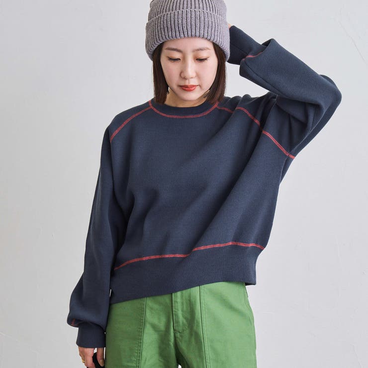 配色ステッチスウェットライクニット | coen【women】 | 詳細画像33 