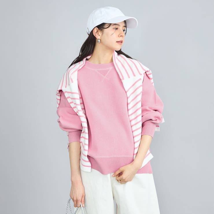 Reneルネ★ニットコートAir  Hoodie★ベージュピンク★３６ ルネ Rene 20年製 R刺繍ジップアップロングパーカー ニット 長袖