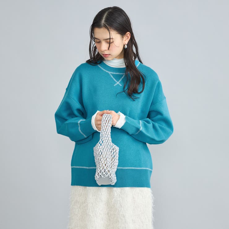 【正規品】Stone  淡いピンク クルーネック コットンニット M LAURENCE J. SMITH＞ シェットランド クルーネック ニット（ニット