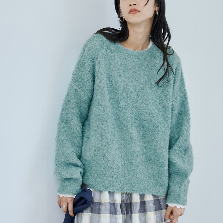 フワ軽あったか】ブークレボートネックニット[品番：COEW0006111