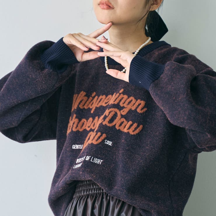 【もちフワ触感×1枚で映えるロゴデザイン】フェザーヤーンロゴジャガードニット | coen【women】 | 詳細画像24 