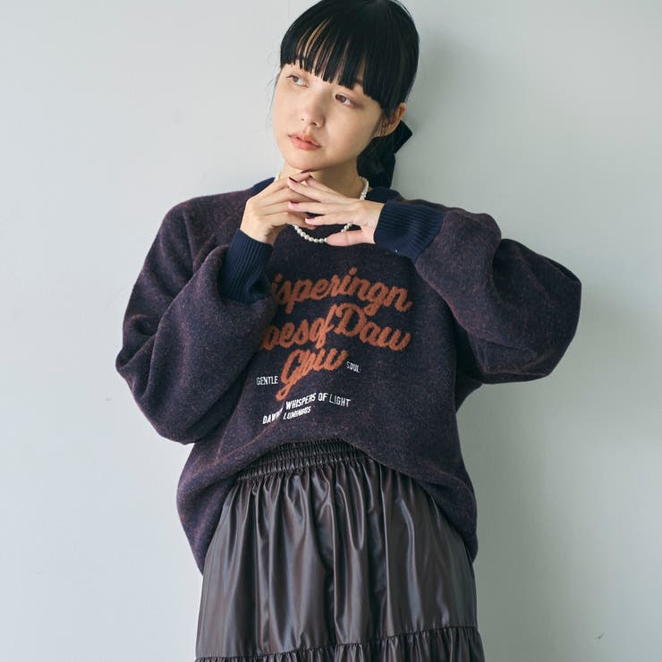 【もちフワ触感×1枚で映えるロゴデザイン】フェザーヤーンロゴジャガードニット | coen【women】 | 詳細画像25 