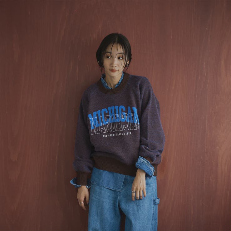 【もちフワ触感×1枚で映えるロゴデザイン】フェザーヤーンロゴジャガードニット | coen【women】 | 詳細画像27 