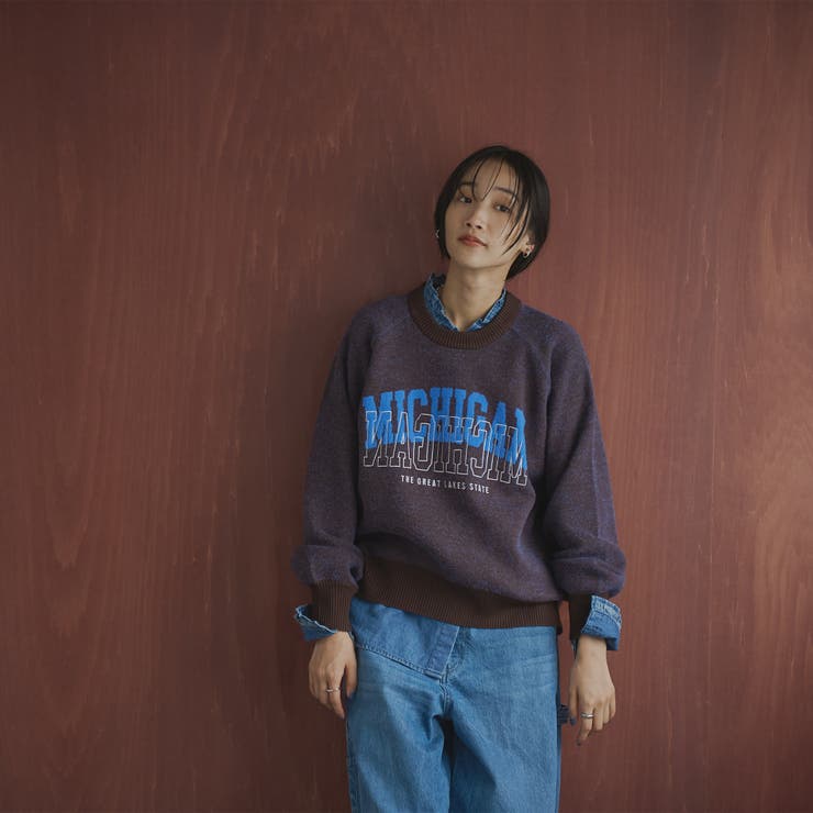 【もちフワ触感×1枚で映えるロゴデザイン】フェザーヤーンロゴジャガードニット | coen【women】 | 詳細画像32 