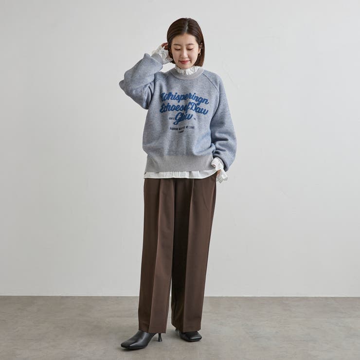 【もちフワ触感×1枚で映えるロゴデザイン】フェザーヤーンロゴジャガードニット | coen【women】 | 詳細画像34 