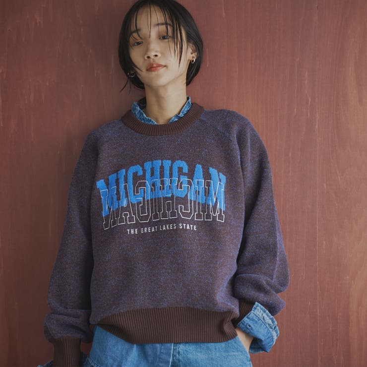 【もちフワ触感×1枚で映えるロゴデザイン】フェザーヤーンロゴジャガードニット | coen【women】 | 詳細画像7 