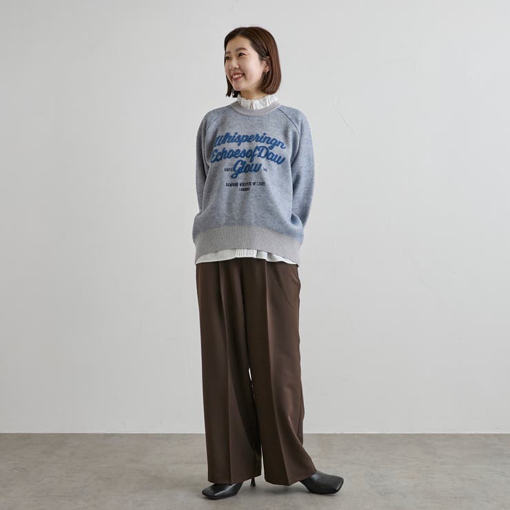 【もちフワ触感×1枚で映えるロゴデザイン】フェザーヤーンロゴジャガードニット | coen【women】 | 詳細画像9 