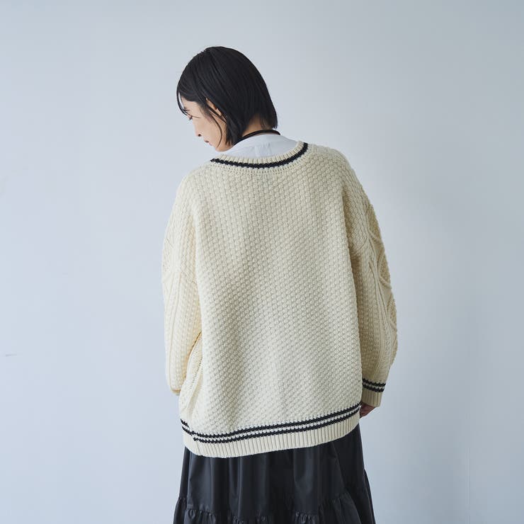 Canaria&Daffodil　　vネック カーディガン　ケーブル Canaria&Daffodil様専用 vネック カーディガン ケーブル - メルカリ