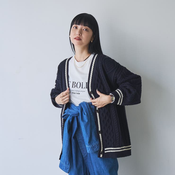 ケーブル編みVネックラインカーディガン | coen【women】 | 詳細画像2 