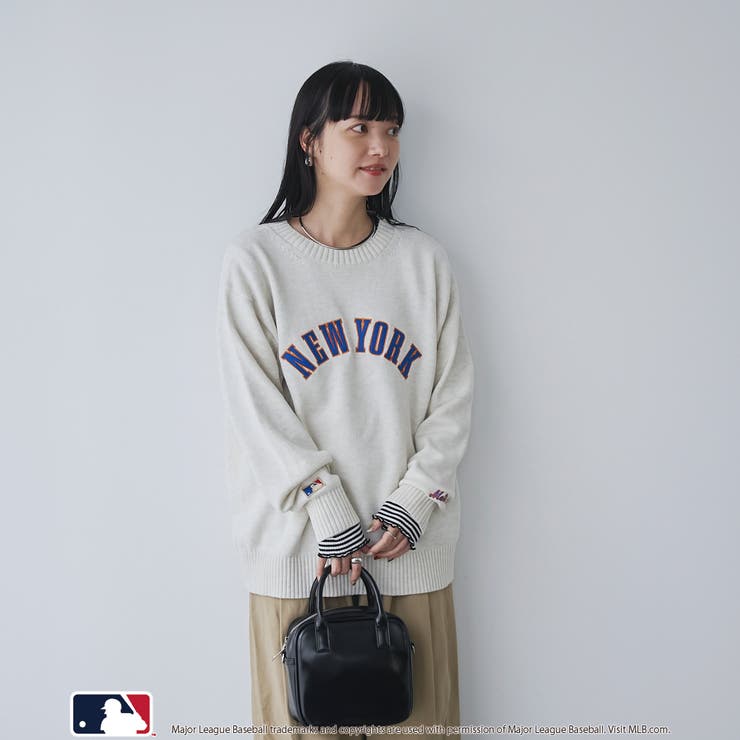 【スポーティ×ガーリー好バランス】MLB別注ワンポイントロゴクルーネックニット | coen【women】 | 詳細画像3 