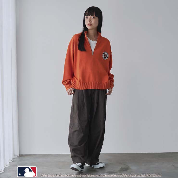 1枚で着映え】MLB別注ワンポイントロゴハーフジップニット[品番 1枚で着映え】MLB別注ワンポイントロゴハーフジップニット[品番