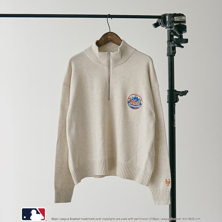 1枚で着映え】MLB別注ワンポイントロゴハーフジップニット[品番 1枚で着映え】MLB別注ワンポイントロゴハーフジップニット[品番